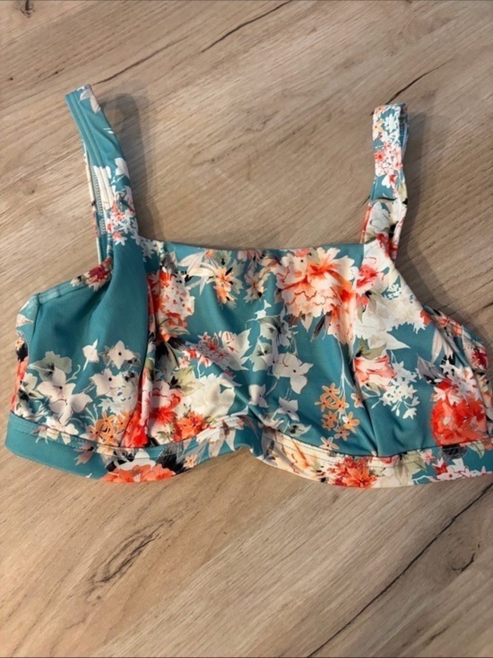 AZURA AUSTRALIA FLORAL UNDERWIRE BIKINI TOP TEAL MULTICOLOR WOMENS SIZE 4